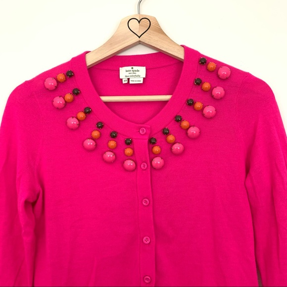 Kate Spade Rio Pink Embellished Cardigan Sweater - Picture 4 of 7